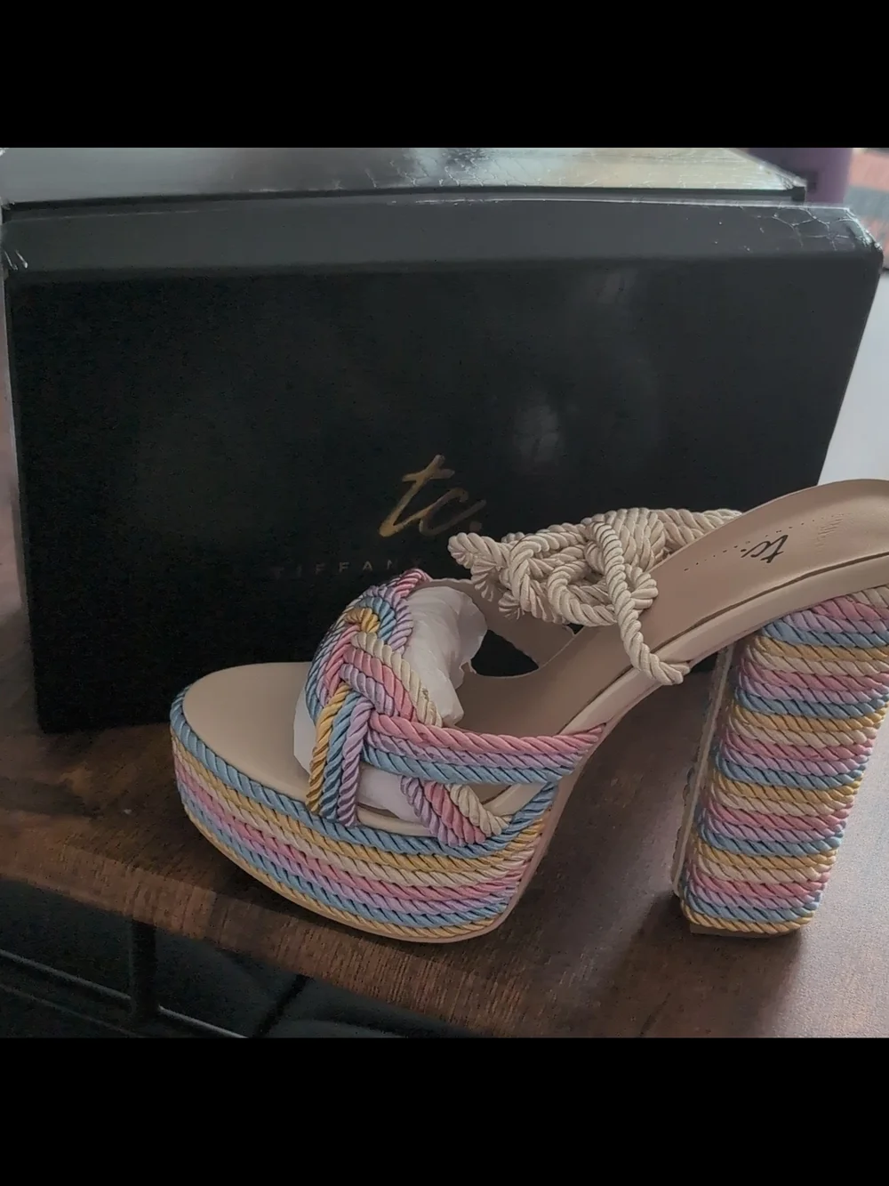 Tiffany Cartier Lattice Multi-Color Rope Platform Sandal - Women